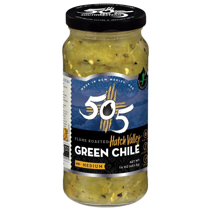 slide 1 of 8, 505 Southwestern Hatch Valley Flame Roasted Medium Heat Green Chile - 16oz, 16 oz