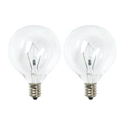 25-Watt 2pk G50 Incandescent Light Bulbs for Wax Warmers Clear - ADOR: Replacement for Scentsy, 25W E12 Base