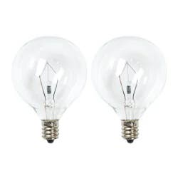 25-Watt 2pk G50 Incandescent Light Bulbs for Wax Warmers Clear - ADOR: Replacement for Scentsy, 25W E12 Base