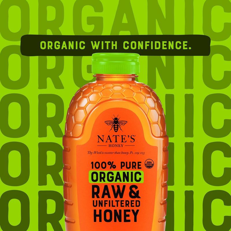 slide 3 of 8, Nate's Honey 100% Pure Raw Unfiltered Organic Honey - 16oz, 16 oz