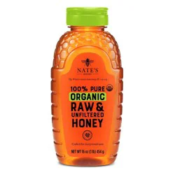 Nate's Honey 100% Pure Raw Unfiltered Organic Honey - 16oz