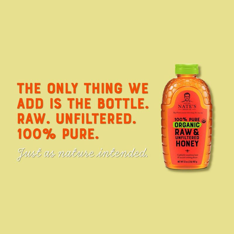 slide 8 of 8, Nature Nate's 100% Pure Raw Unfiltered Organic Honey – 32oz, 32 oz