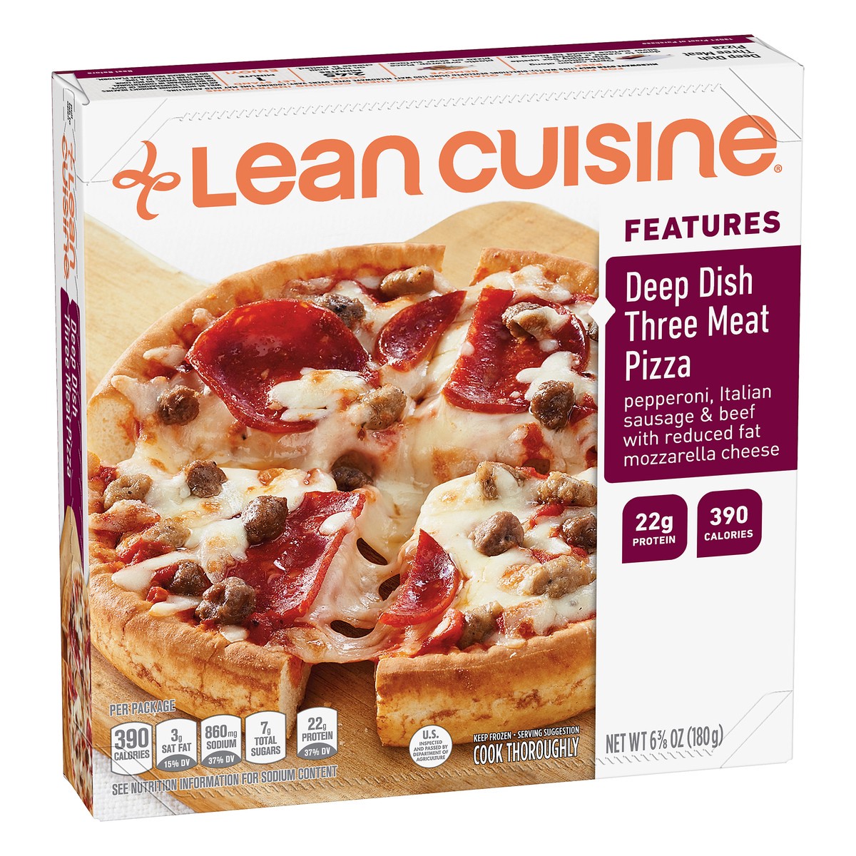 slide 2 of 10, Lean Cuisine Deep Dish Three Meat Frozen Pizza, 6.5 oz