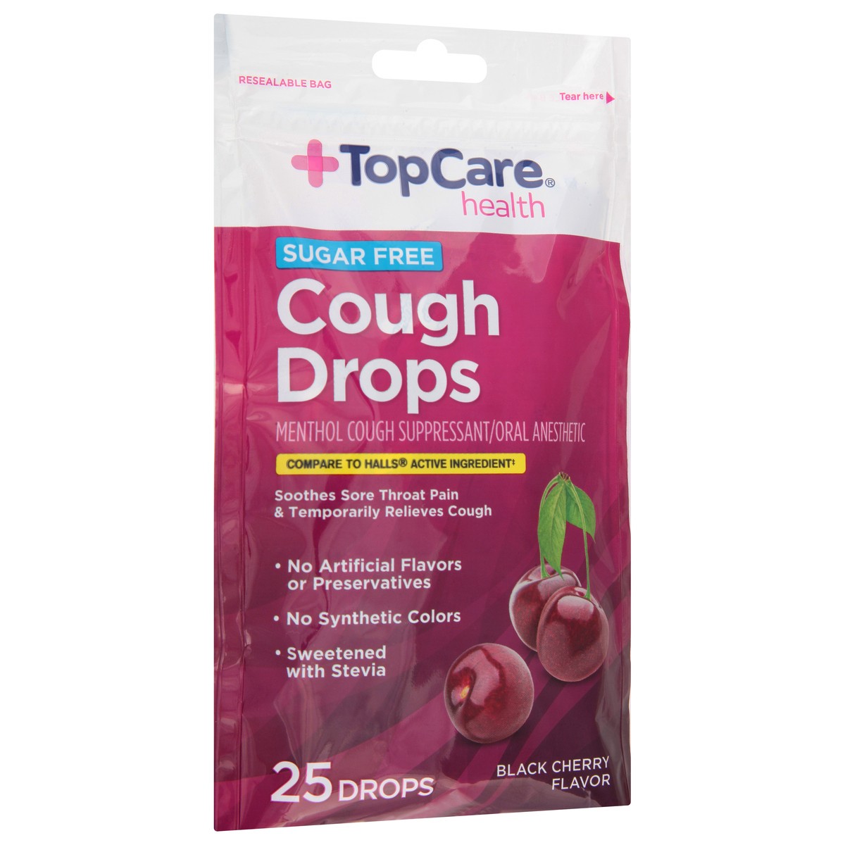 slide 5 of 10, Topcare Cough Drops Cherry, 25 ct