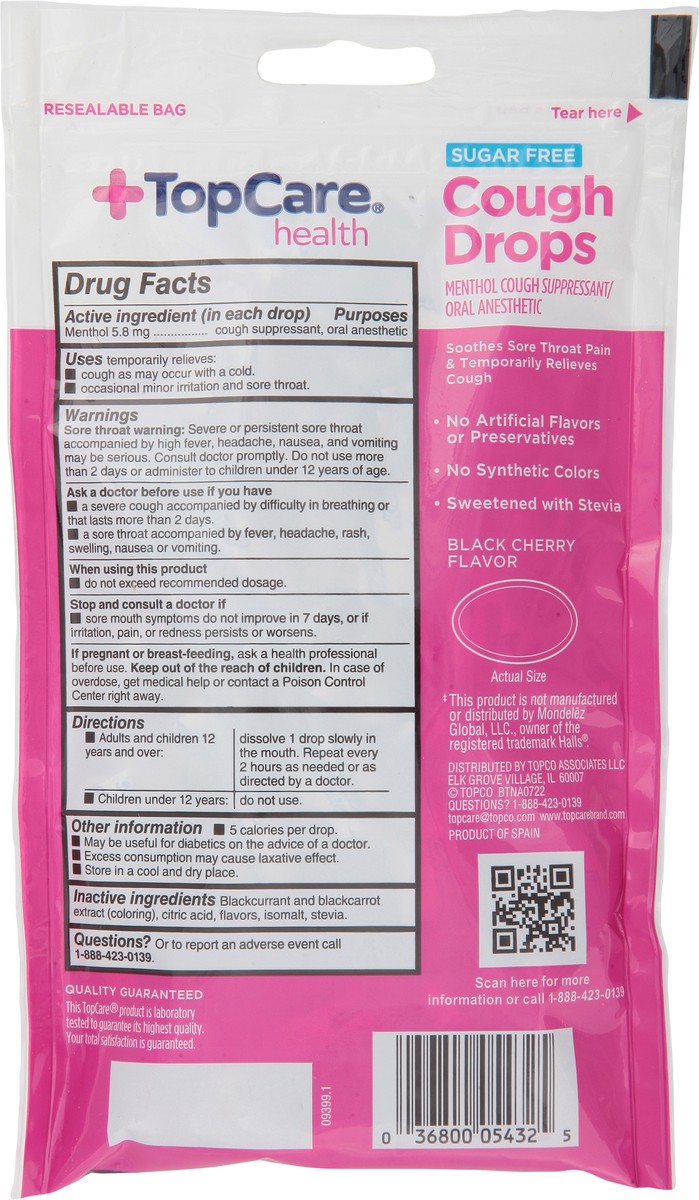 slide 3 of 10, Topcare Cough Drops Cherry, 25 ct