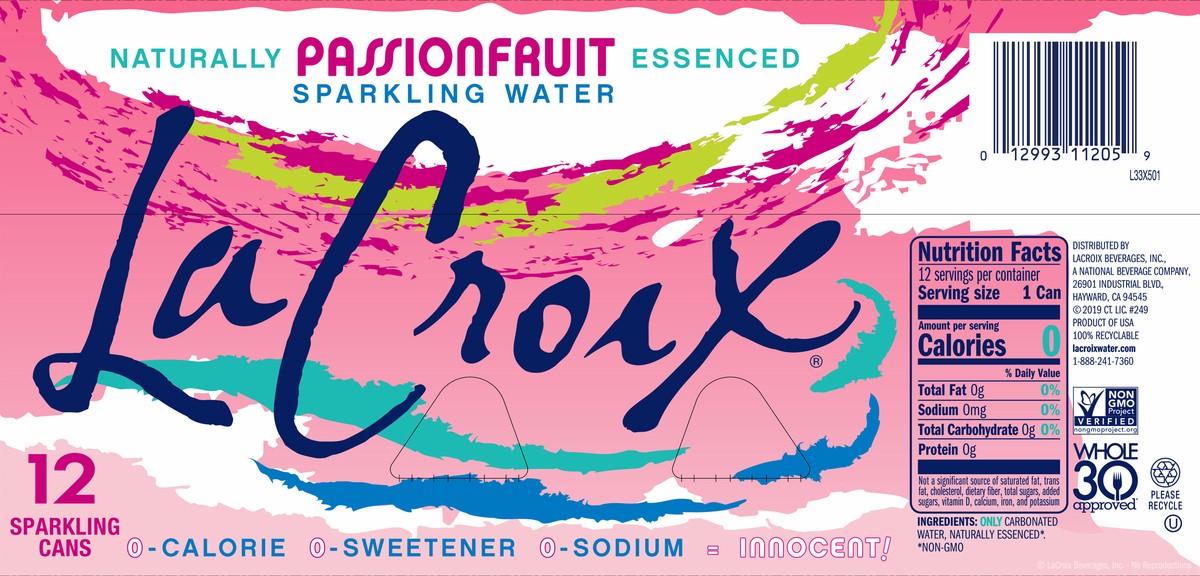 slide 2 of 7, La Croix Passionfruit 12 Pack 12oz, 144 fl oz
