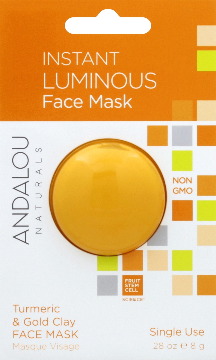 slide 2 of 2, Andalou Naturals Instant Luminous Tumeric And Gold Clay Face Mask, 0.28 oz