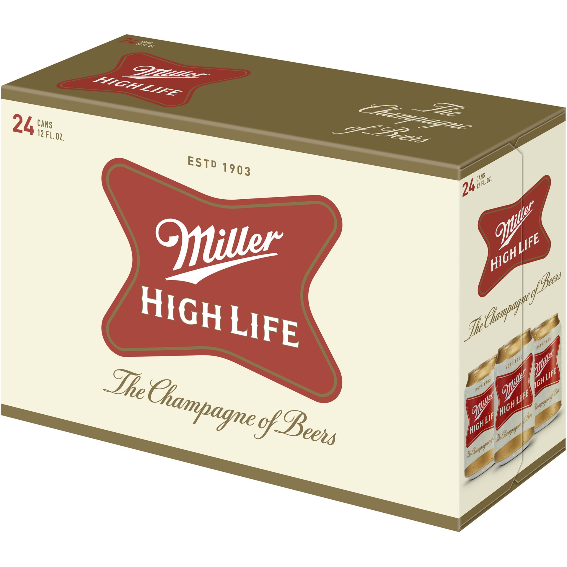 slide 3 of 5, Miller High Life Beer - 24pk/12 fl oz Cans, 24 ct; 12 fl oz