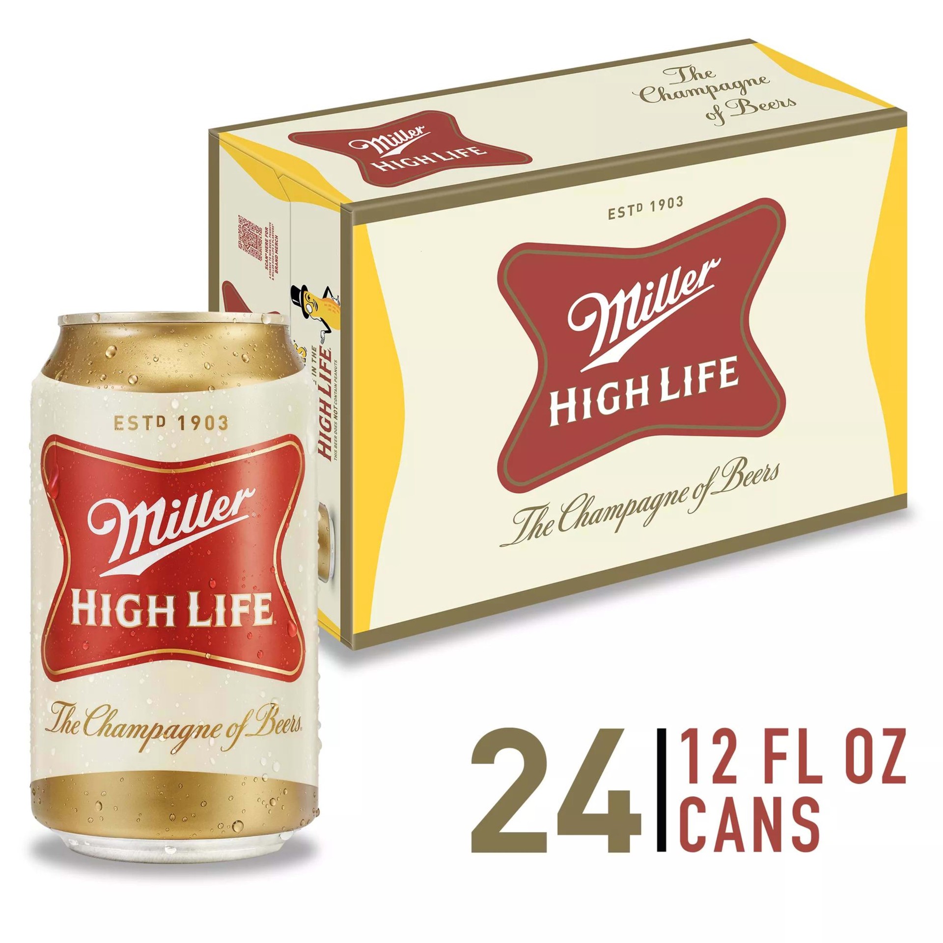 slide 1 of 5, Miller High Life Beer - 24pk/12 fl oz Cans, 24 ct; 12 fl oz