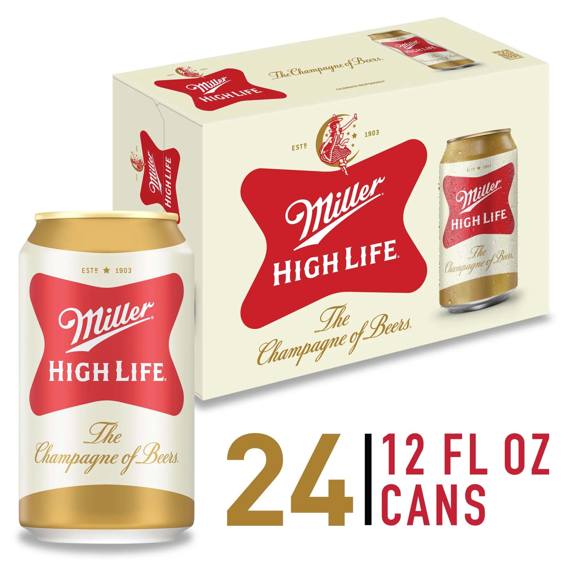 slide 1 of 5, Miller High Life Beer, 24 ct; 12 oz