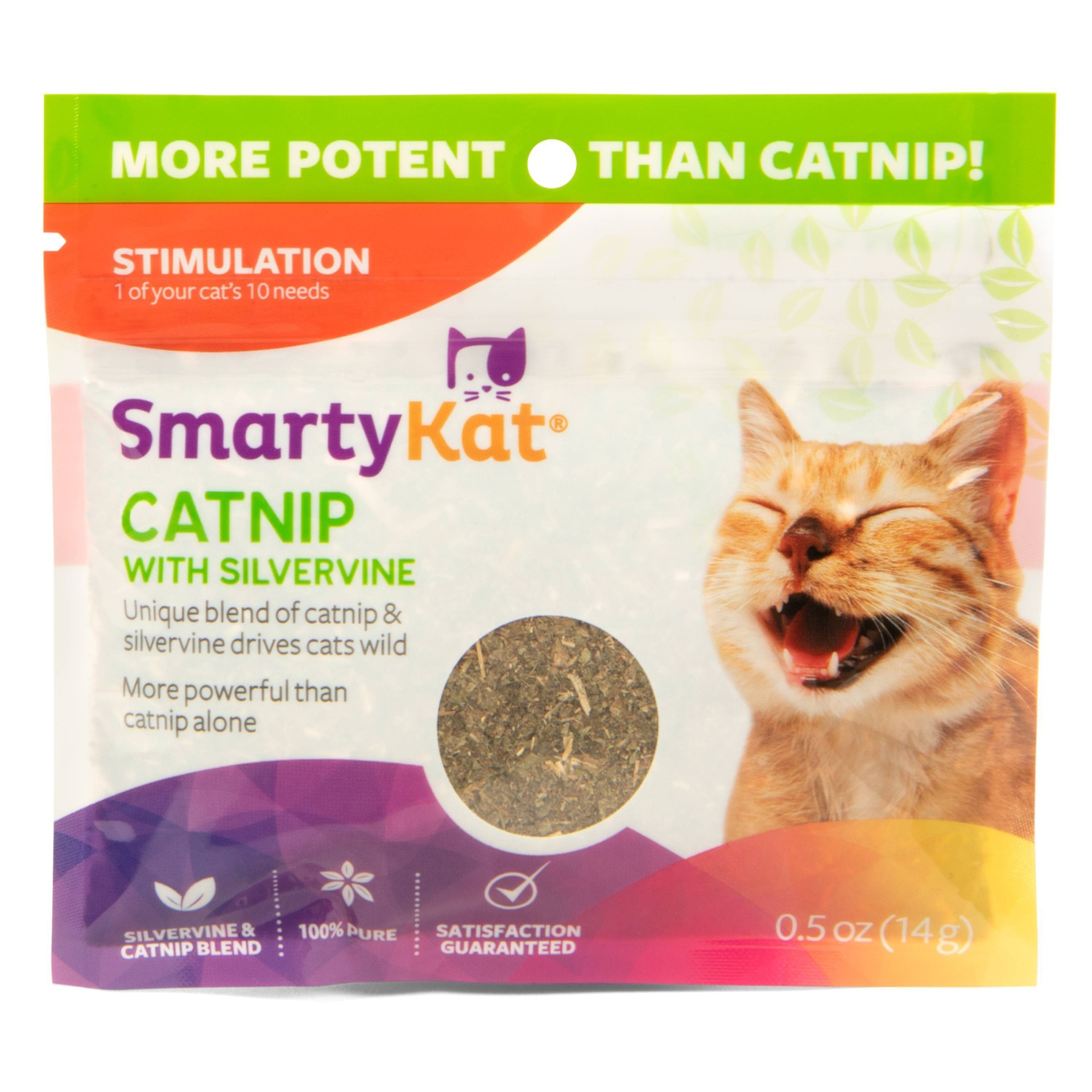 slide 1 of 5, SmartyKat Silvervine & Catnip Blend Resealable Pouch Cat Treats - 0.5oz, 0.5 oz