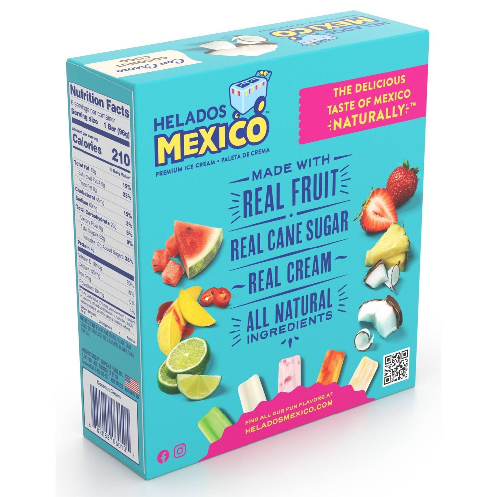 slide 2 of 3, Helados Mexico Coconut Ice Cream Bars, 6 ct; 3 oz