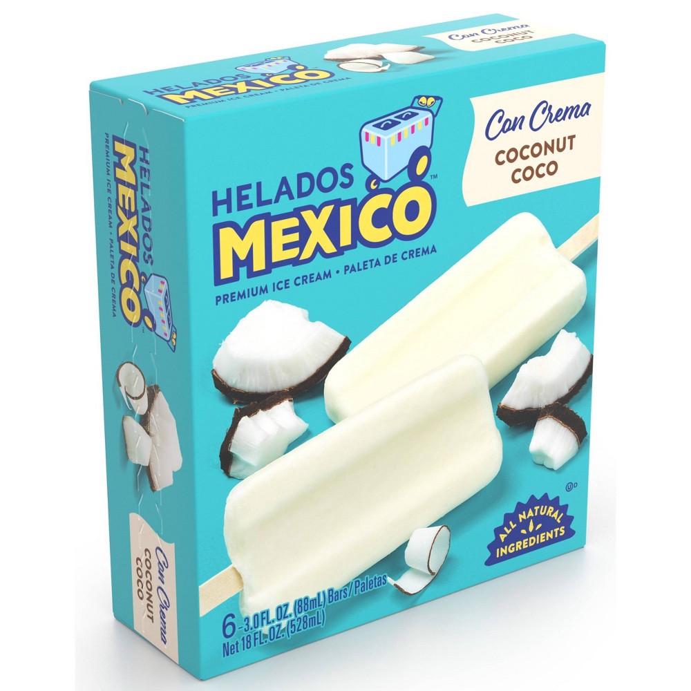 slide 3 of 3, Helados Mexico Coconut Ice Cream Bars, 6 ct; 3 oz