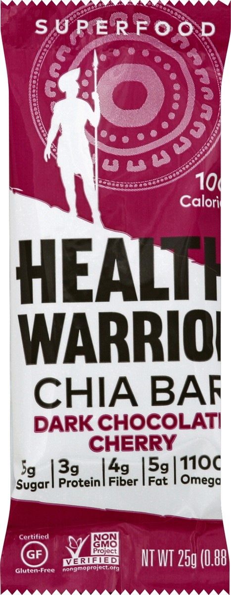 slide 4 of 5, Health Warrior Dark Chocolate Chia Bar Cherry, 0.88 oz