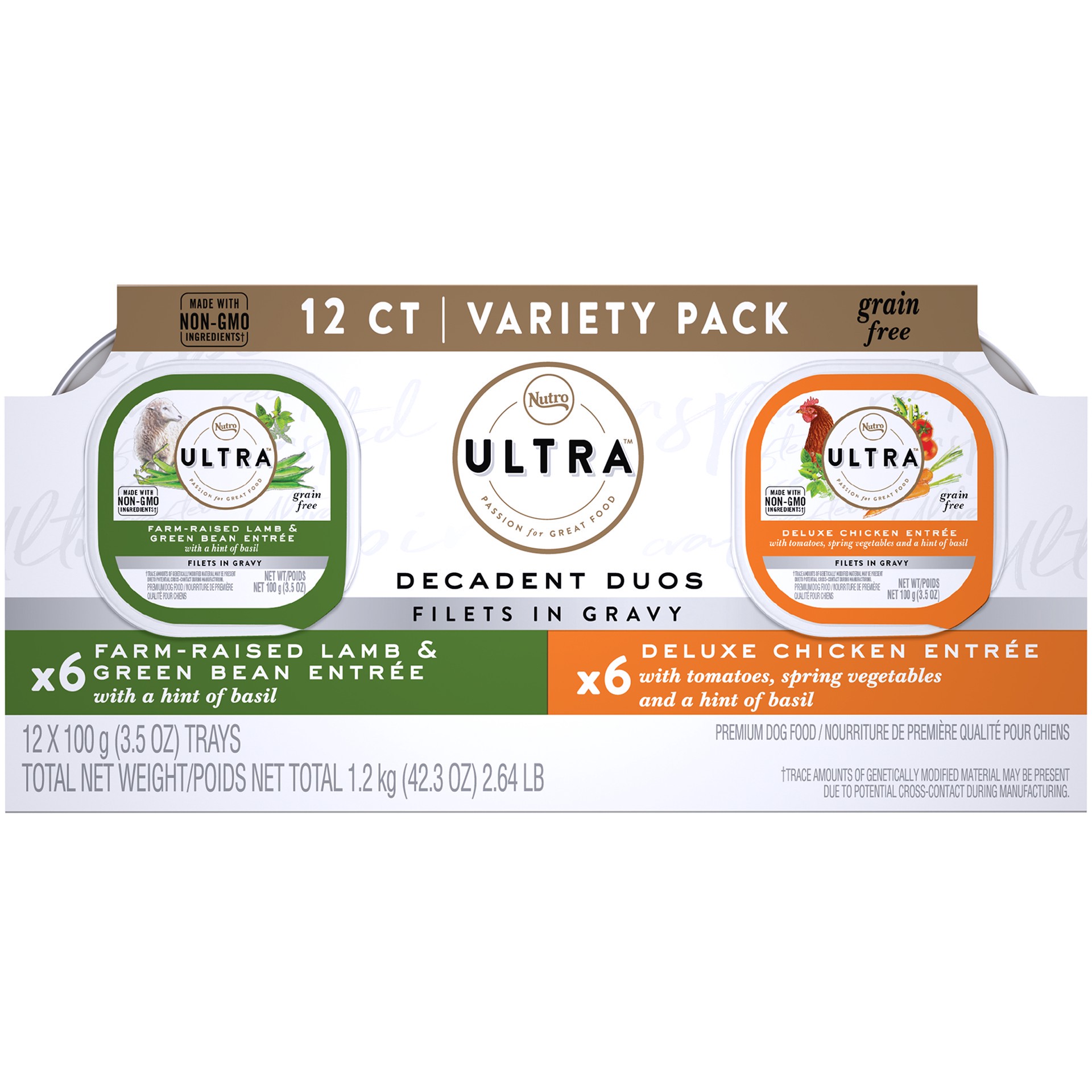 slide 1 of 4, Ultra Decadent Duos Variety Pack Wet Dog Food - Grain Free, Lamb & Chicken, 2.63 Lb