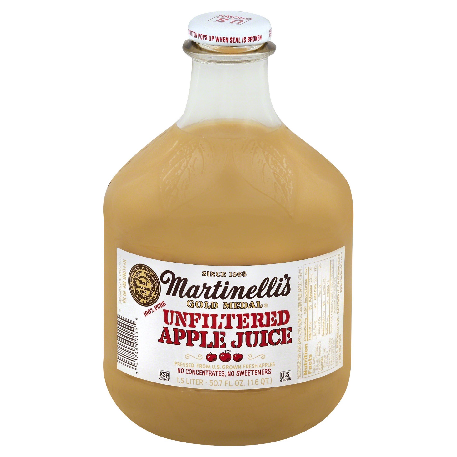 slide 1 of 6, Martinelli's Unfiltered Apple Juice, 50.7 fl oz