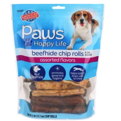 Paws Happy Life Assorted Flavors Beefhide Chip Rolls For Dogs
