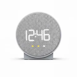 Round Time Table Clock Gray - Capello: Modern ABS Nightstand Alarm with USB Port, LED Display, 3 Brightness Levels