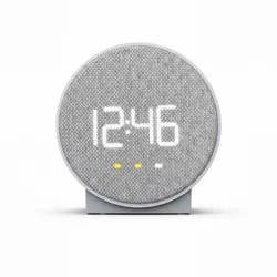 Round Time Table Clock Gray - Capello: Modern ABS Nightstand Alarm with USB Port, LED Display, 3 Brightness Levels
