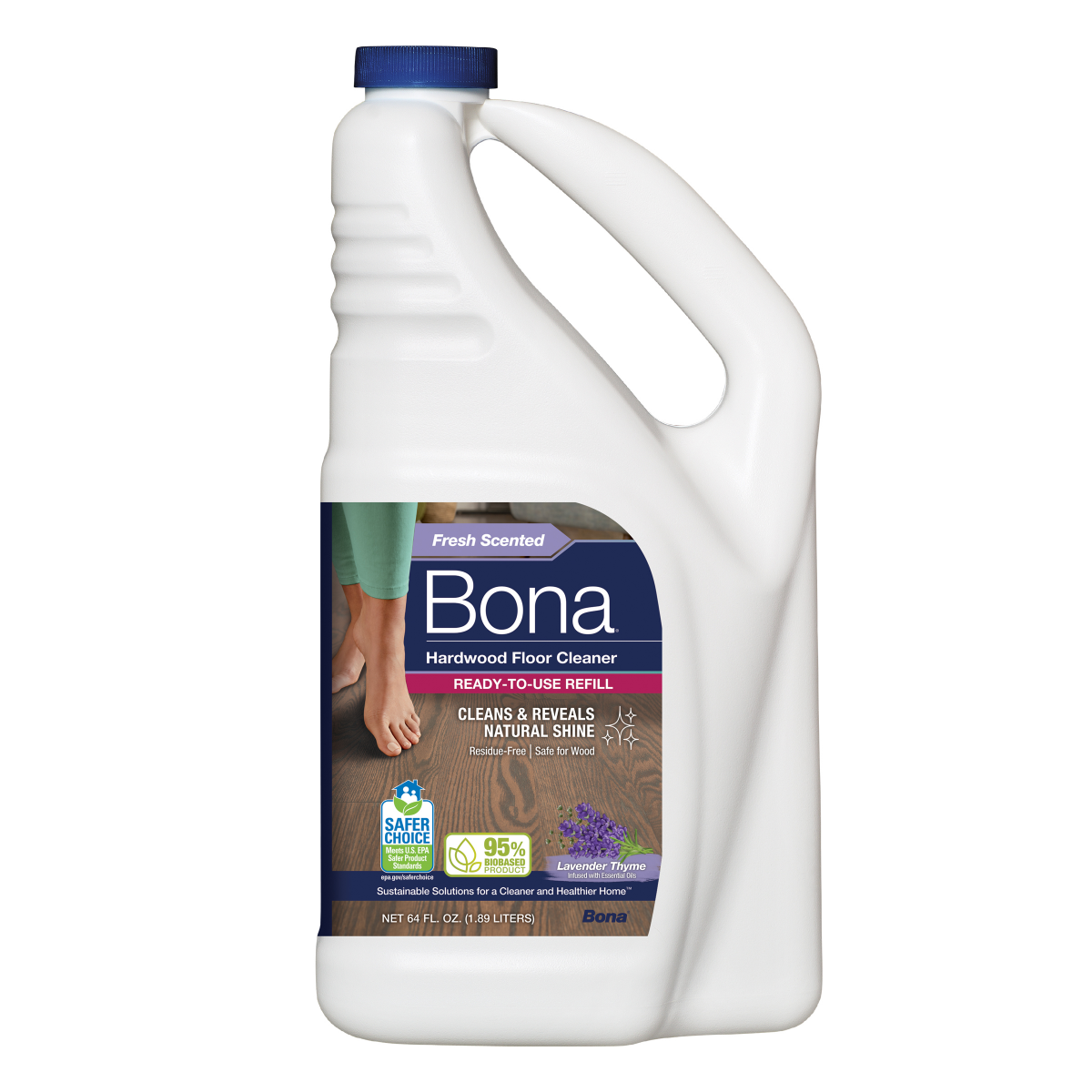 slide 1 of 9, Bona Hardwood Floor Cleaner with Lavender Thyme Refill 64 oz, 64 fl oz