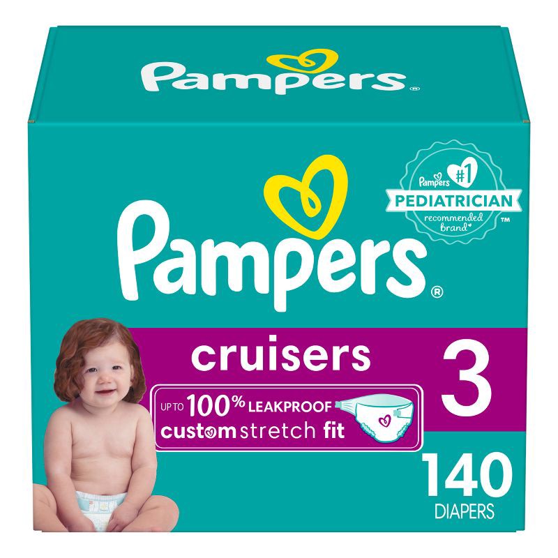 slide 5 of 10, Pampers Cruisers Diapers Enormous Pack - Size 3 - 140ct, 140 ct