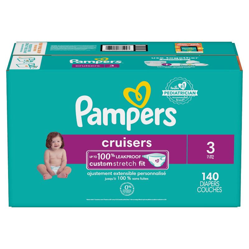 slide 6 of 10, Pampers Cruisers Diapers Enormous Pack - Size 3 - 140ct, 140 ct