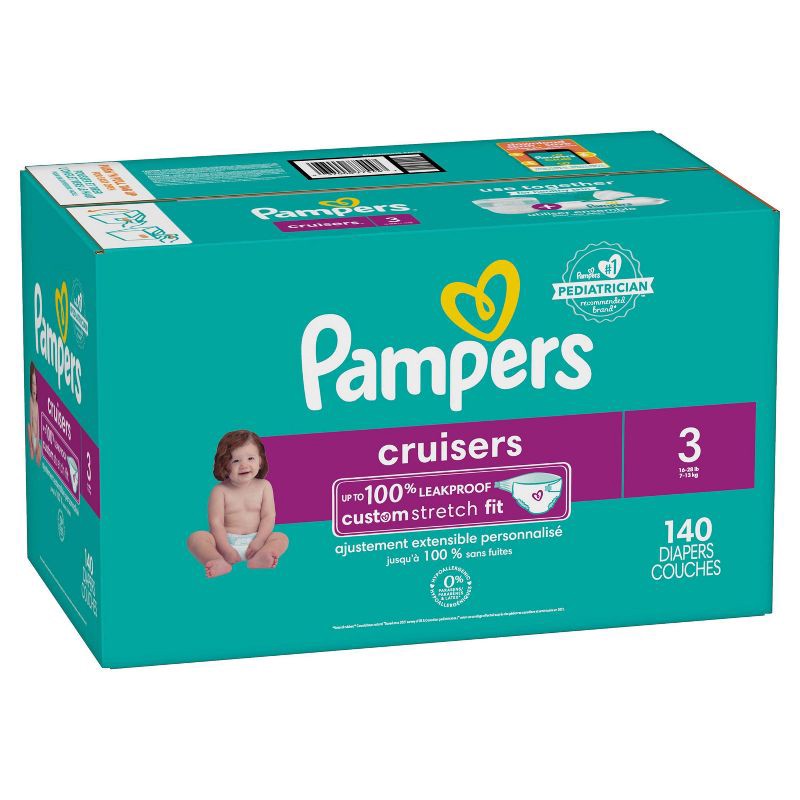slide 9 of 10, Pampers Cruisers Diapers Enormous Pack - Size 3 - 140ct, 140 ct