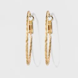 Textured Hoop Earrings - A New Day™ Gold: Leverback, Nickel-Free Metal, 1.75" Diameter