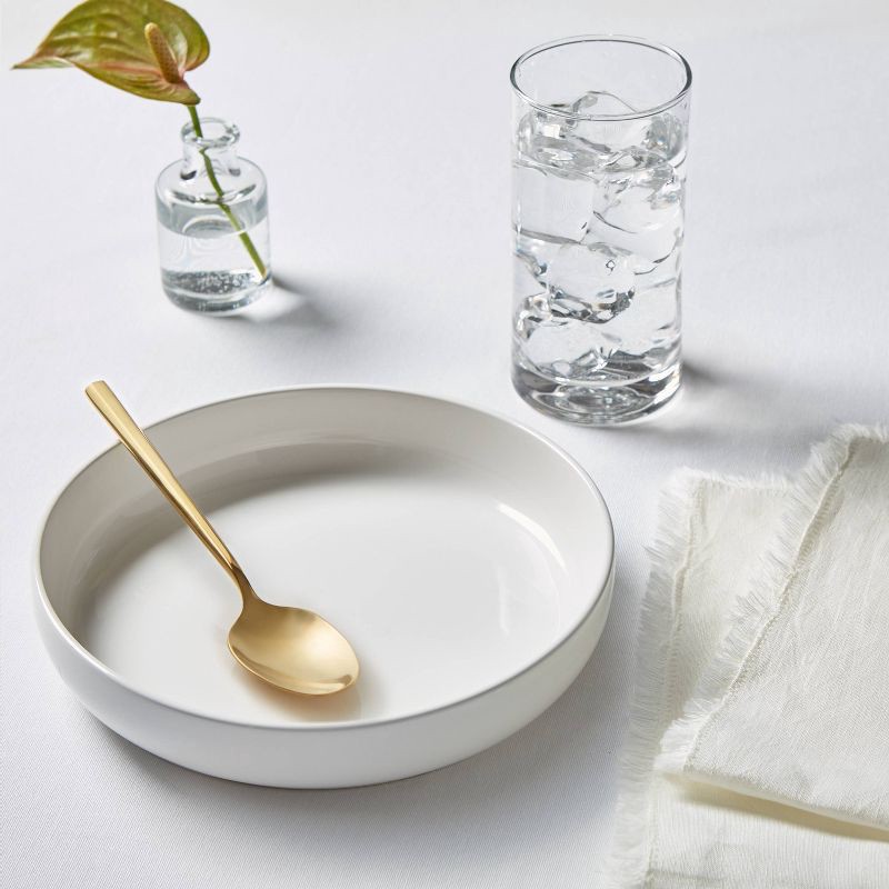 slide 2 of 3, 36oz Stoneware Avesta Bowl White - Threshold™: Modern Round Dinnerware, Microwave & Dishwasher Safe, 9" Diameter, 36 oz