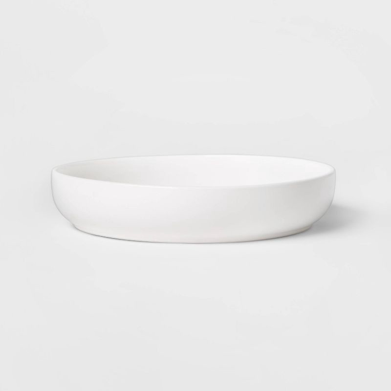 slide 1 of 3, 36oz Stoneware Avesta Bowl White - Threshold™: Modern Round Dinnerware, Microwave & Dishwasher Safe, 9" Diameter, 36 oz