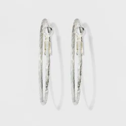 Textured Hoop Earrings - A New Day™ Silver: Leverback Closure, Nickel-Free Metal, 1.75" Diameter, Lightweight Jewelry
