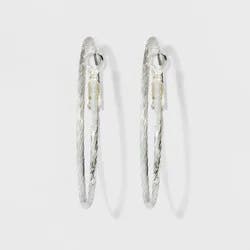 Textured Hoop Earrings - A New Day™ Silver: Leverback Closure, Nickel-Free Metal, 1.75" Diameter, Lightweight Jewelry