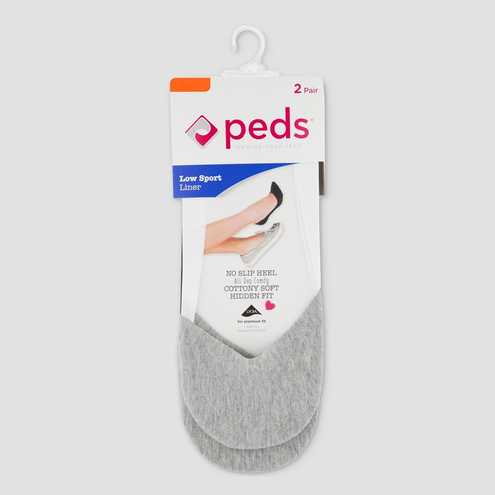 slide 2 of 3, Peds Women's Cotton Unseen 2pk Liner Casual Socks - Gray 5-10, 2 ct