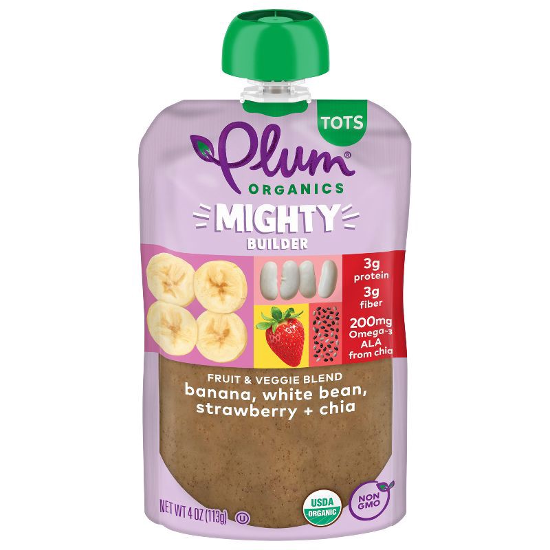 slide 1 of 1, Plum Organics Toddler Food Mighty Builder - Banana White Bean Strawberry Chia - 4oz, 4 oz