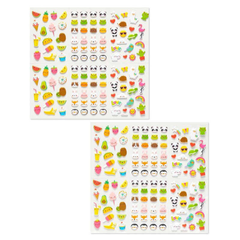 slide 2 of 3, 240ct Food, Animals, and Icons Stickers: Carlton Cards Stationery & 3D Whale, Music, Back-To-School, Birthday Theme, 240 ct