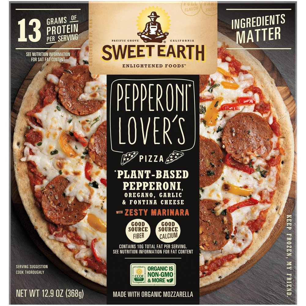 slide 2 of 10, SWEET EARTH Pizza Sweet Earth Protein Lovers Frozen Pizza with Vegan Pepperoni, 15.2 oz