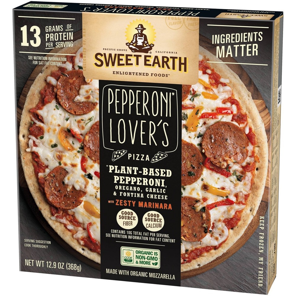 slide 5 of 10, SWEET EARTH Pizza Sweet Earth Protein Lovers Frozen Pizza with Vegan Pepperoni, 15.2 oz