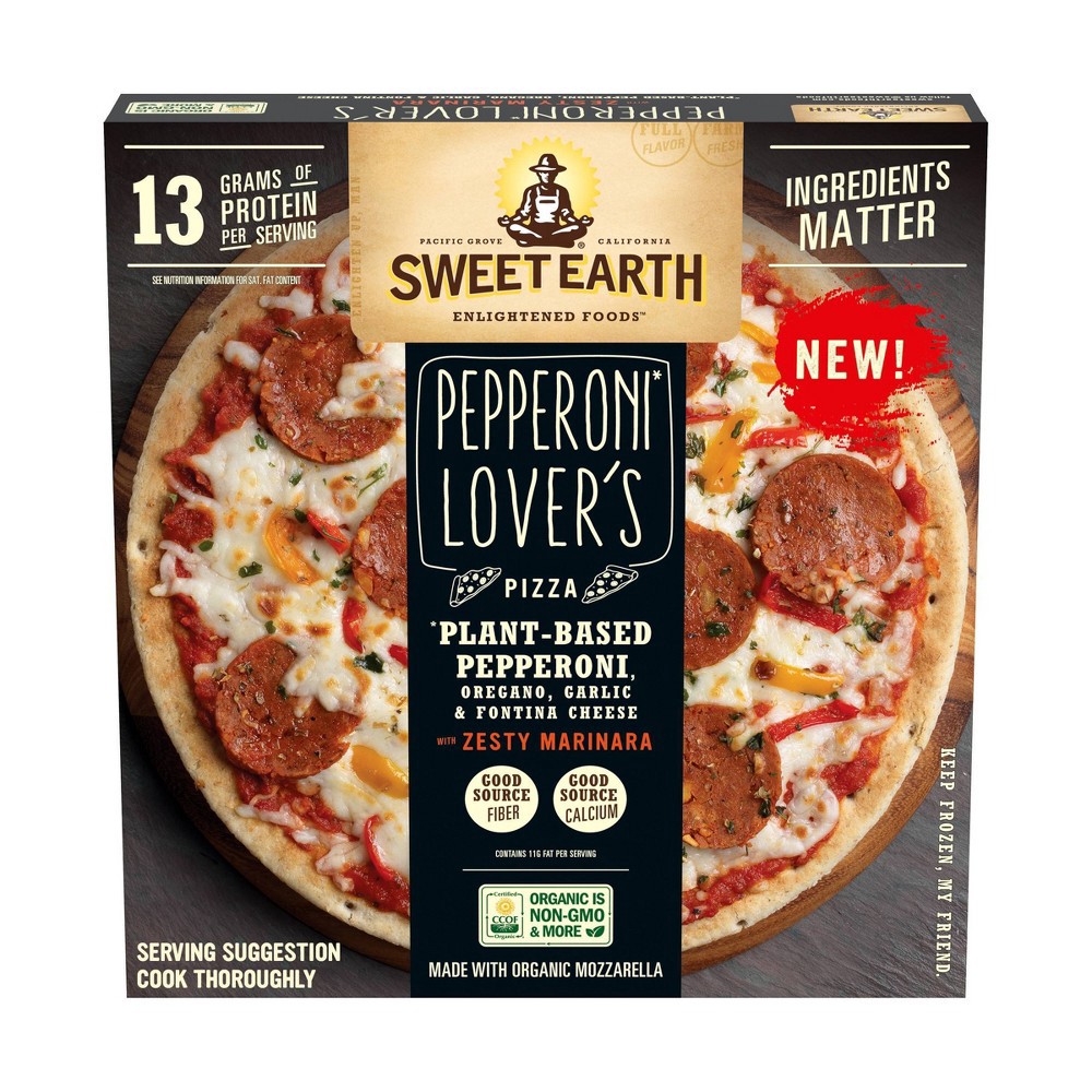slide 10 of 10, SWEET EARTH Pizza Sweet Earth Protein Lovers Frozen Pizza with Vegan Pepperoni, 15.2 oz