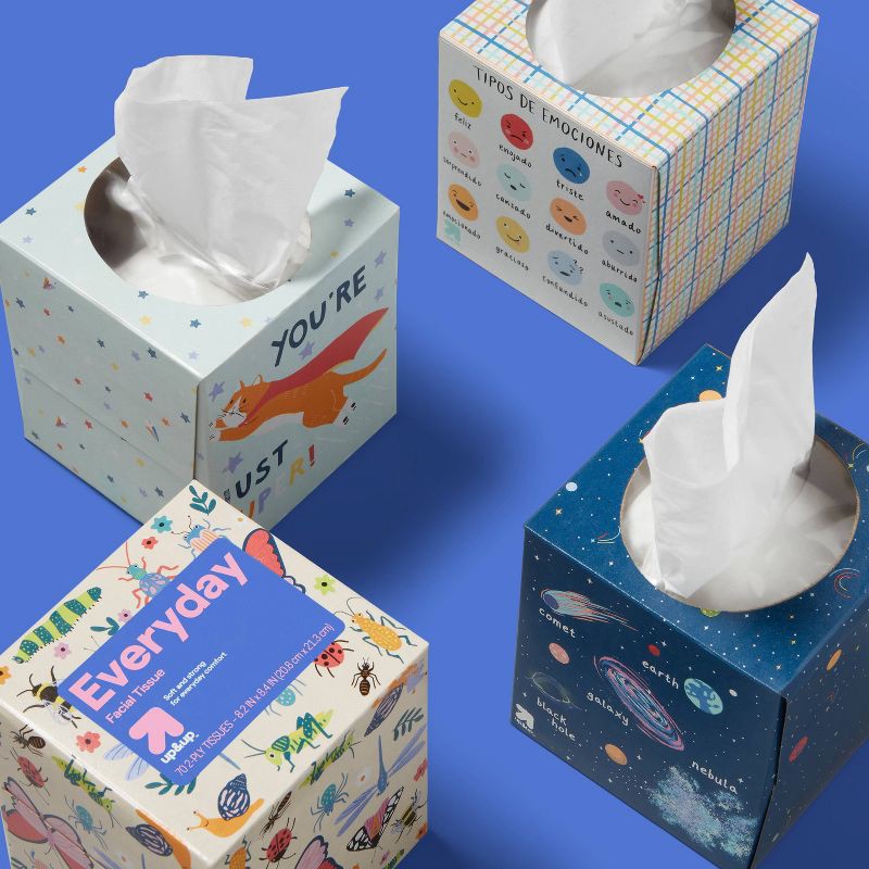 slide 2 of 4, Everyday Ultra Soft Facial Tissue - Kids Designs - 4pk/280ct - up&up™, 4 ct, 280 ct