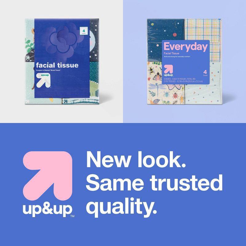 slide 4 of 4, Everyday Ultra Soft Facial Tissue - Kids Designs - 4pk/280ct - up&up™, 4 ct, 280 ct