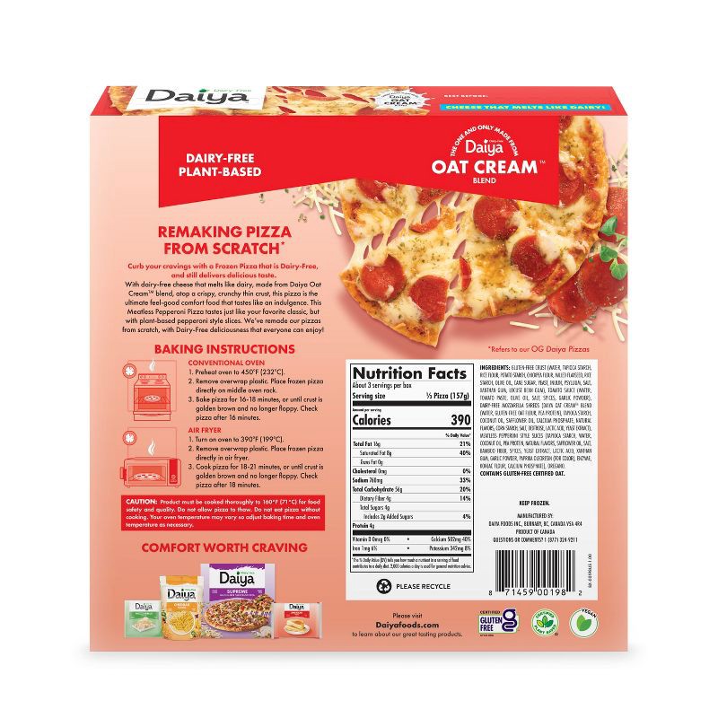 slide 3 of 6, Daiya Dairy-Free Meatless Pepperoni Frozen Pizza - 16.7oz, 16.7 oz