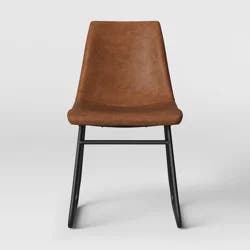 Bowden Faux Leather Dining Chair Caramel - Threshold™: Mid Century, Foam-Padded, Steel Legs