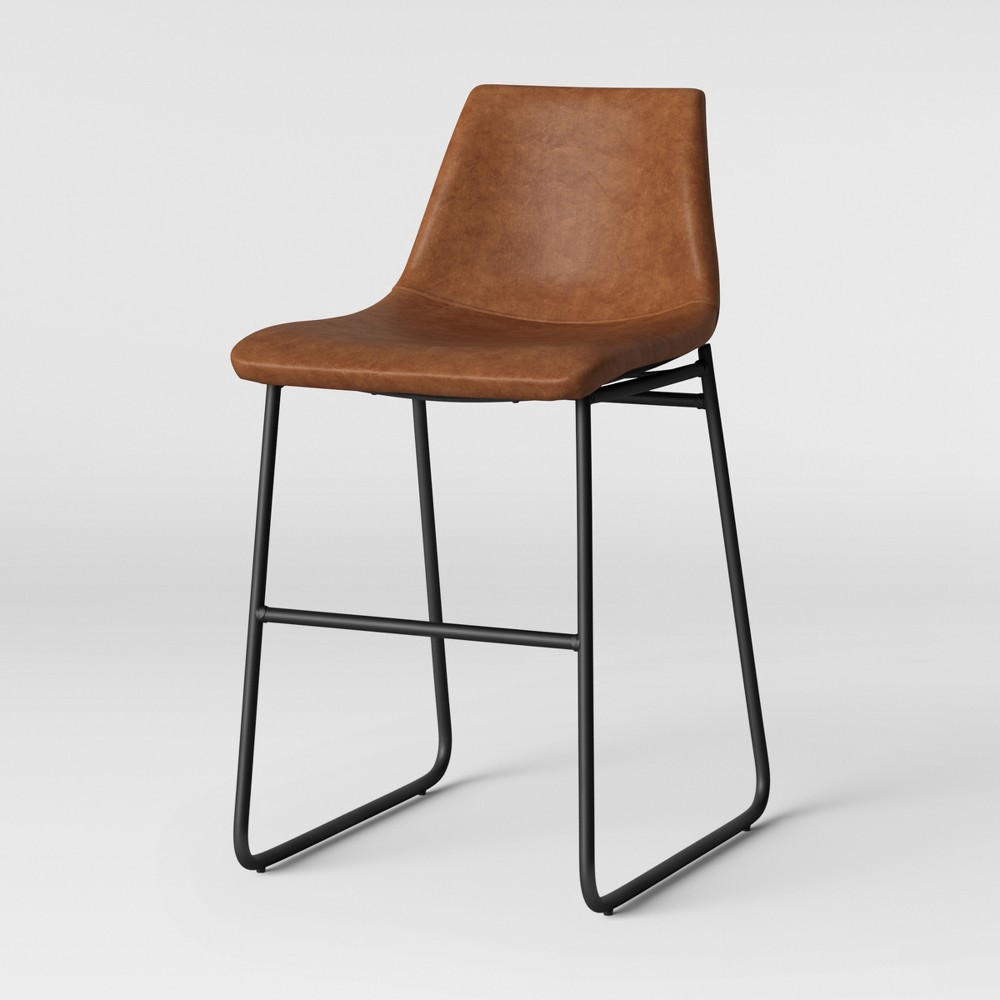slide 3 of 5, Bowden Upholstered Molded Faux Leather Counter Height Barstool Caramel - Project 62, 1 ct