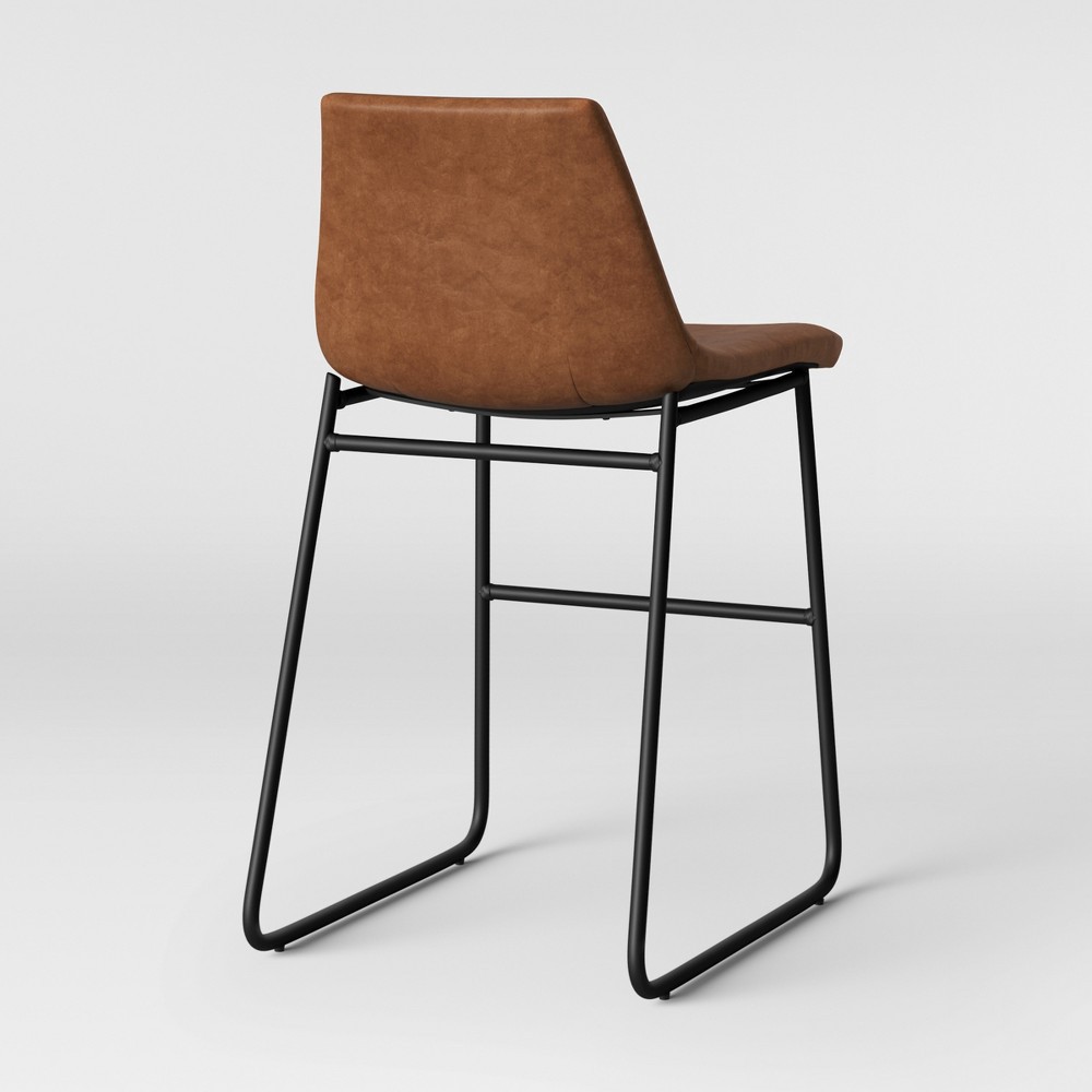 slide 4 of 5, Bowden Upholstered Molded Faux Leather Counter Height Barstool Caramel - Project 62, 1 ct