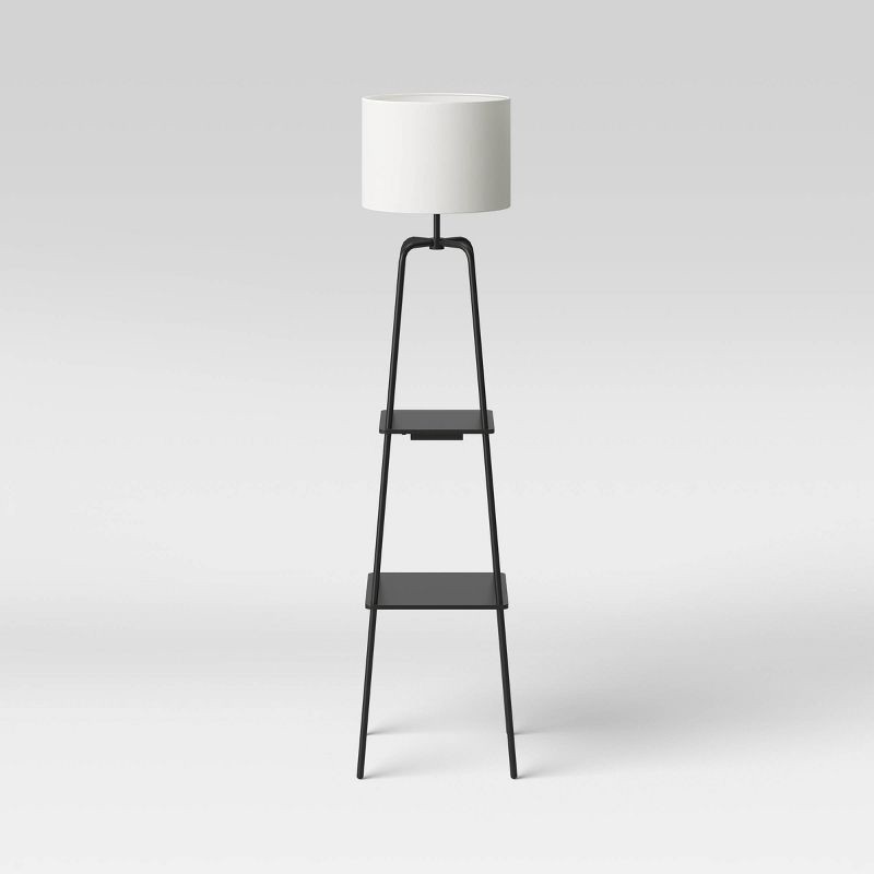 slide 1 of 4, 20" Etagere Power Source Shelf Floor Lamp with USB Port, LED Bulb Included - Threshold™, 1 ct