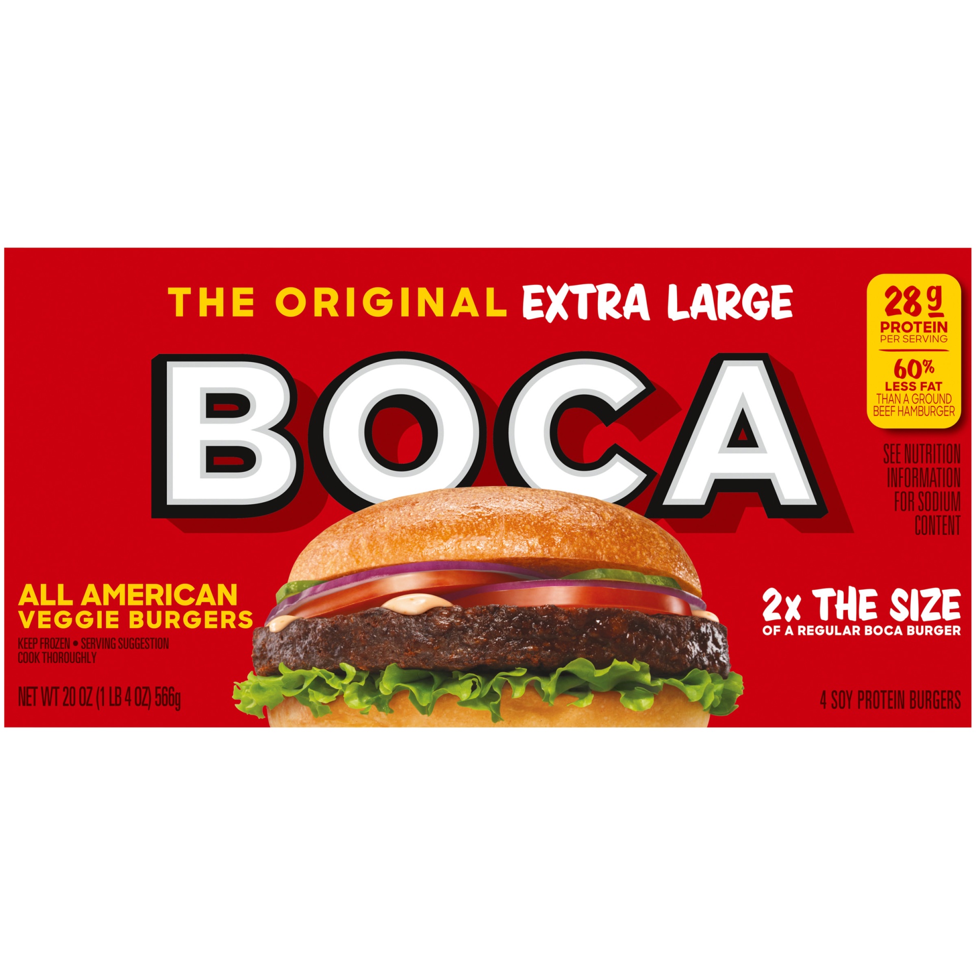 slide 2 of 2, BOCA Extra Large All American Veggie Burger, 4 ct