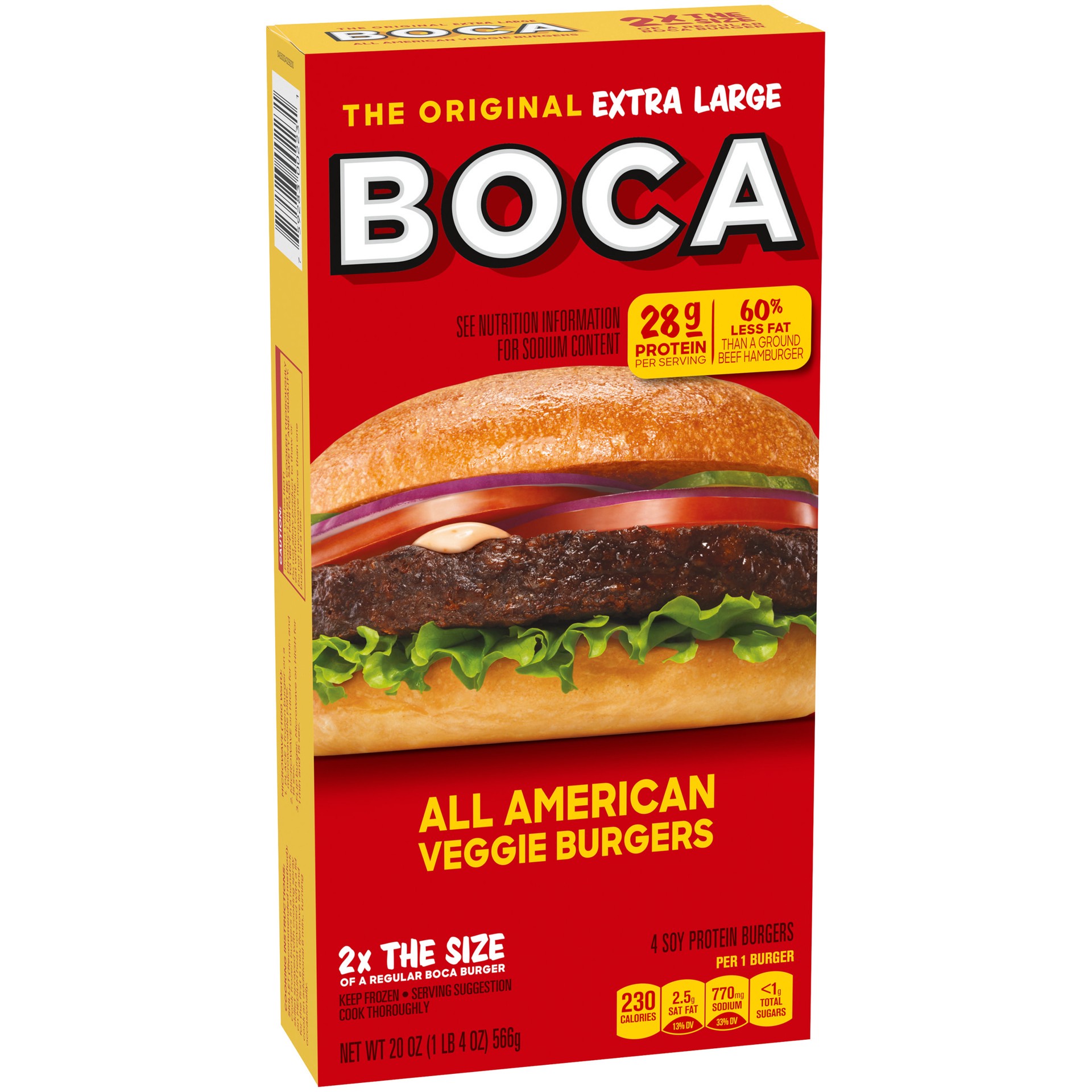 slide 2 of 5, BOCA Extra Large All American Veggie Burger, 4 ct Box, 4 ct