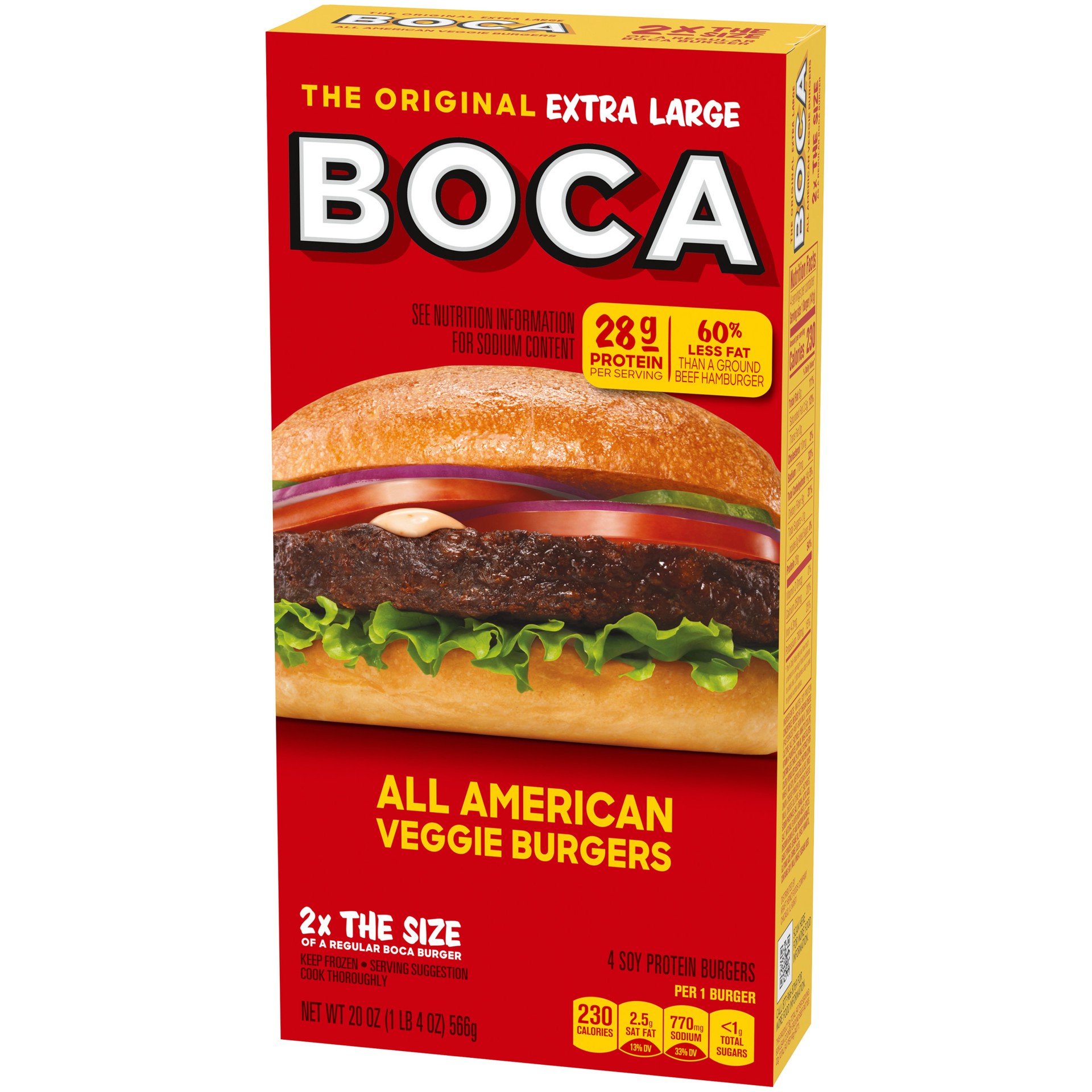 slide 4 of 5, BOCA Extra Large All American Veggie Burger, 4 ct Box, 4 ct