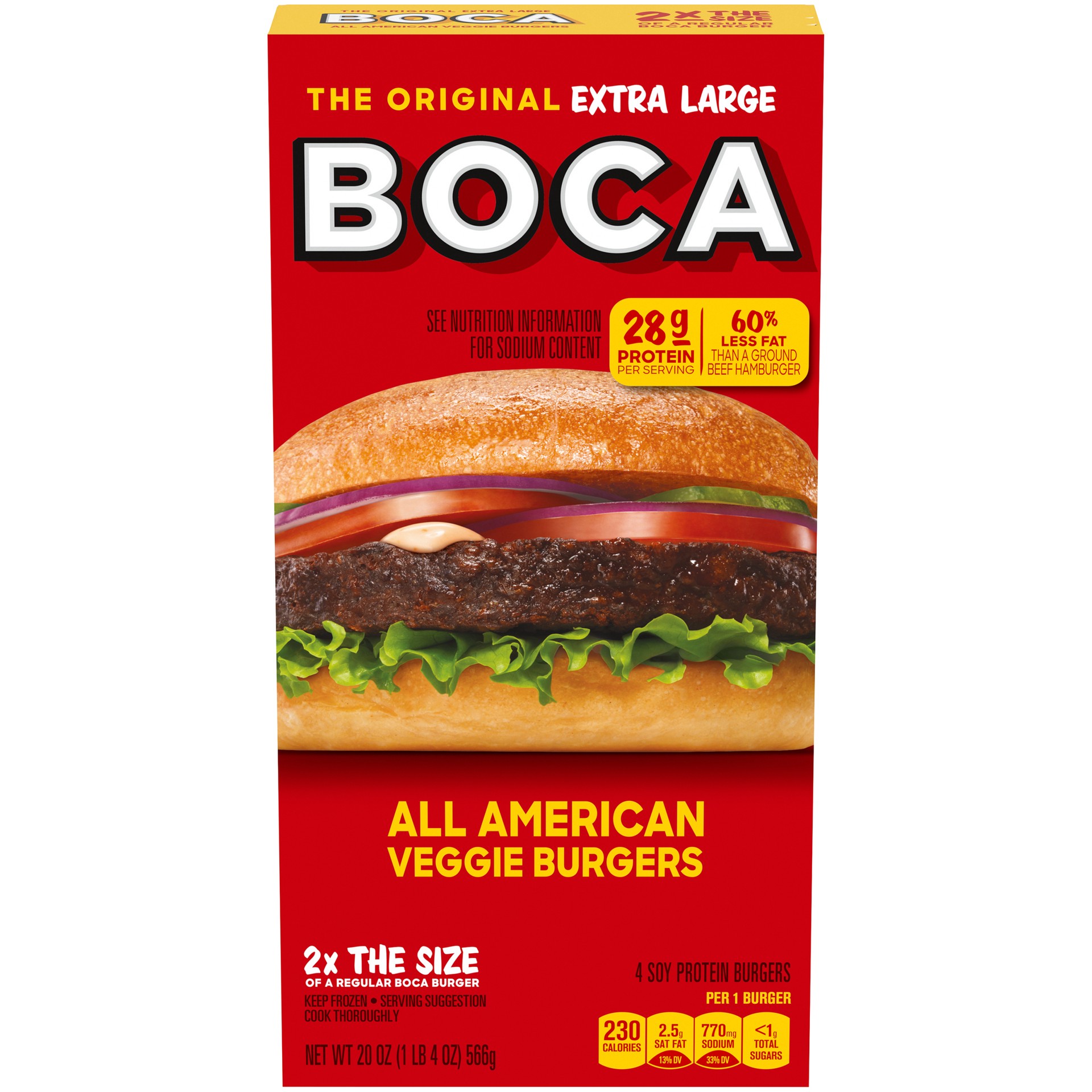 slide 1 of 5, BOCA Extra Large All American Veggie Burger, 4 ct Box, 4 ct