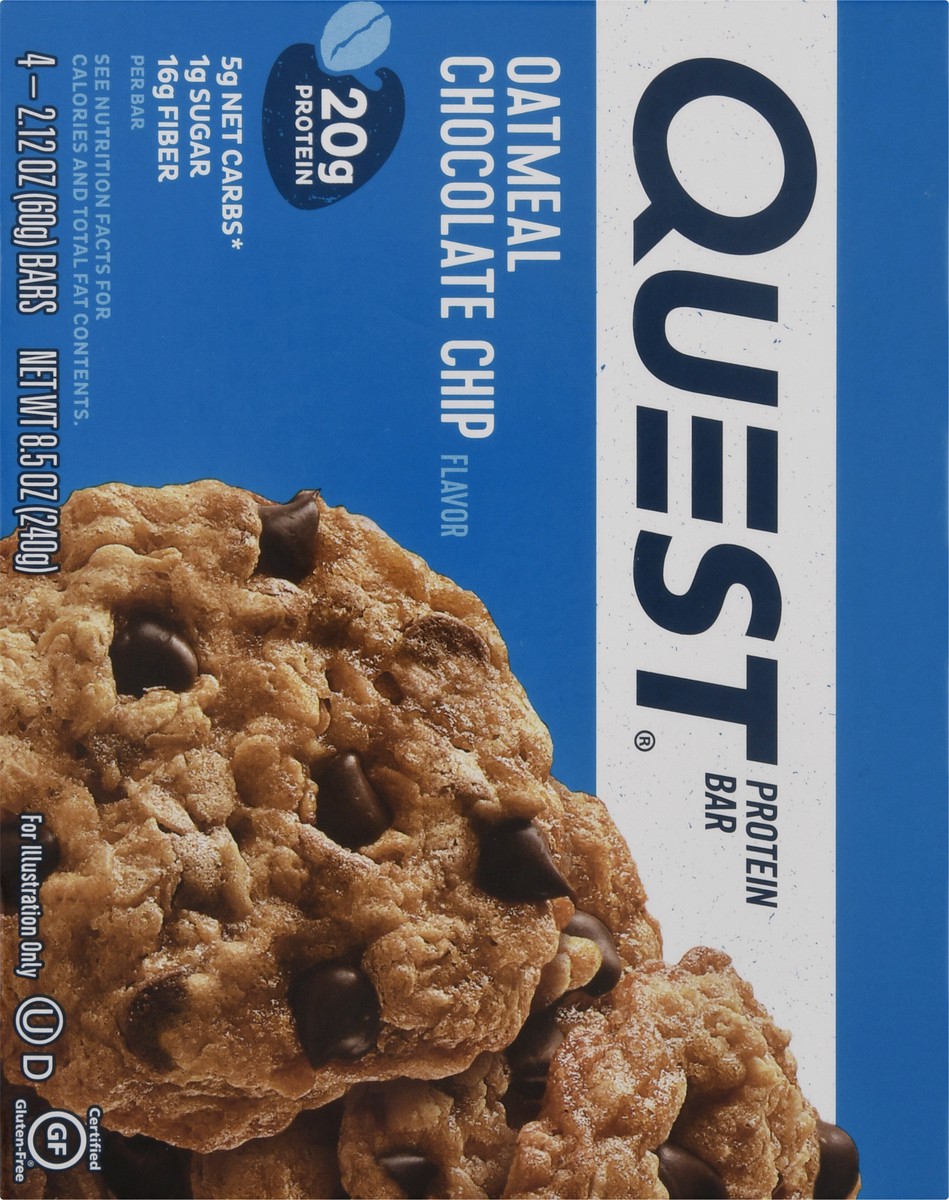 slide 3 of 9, Quest Protein Bar, Oatmeal Chocolate Chip Flavor, 4 ct